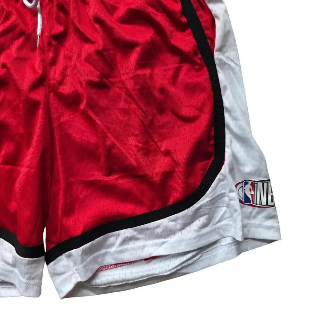 NBA Classic Basketball Shorts Red White Black Size L NWT Polyester